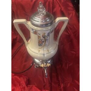 Vintage Royal Rochester Golden Pheasant Design Electric Coffee Percolator